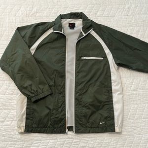 Nike Full Zip Windbreaker Olive and White Retro 90s